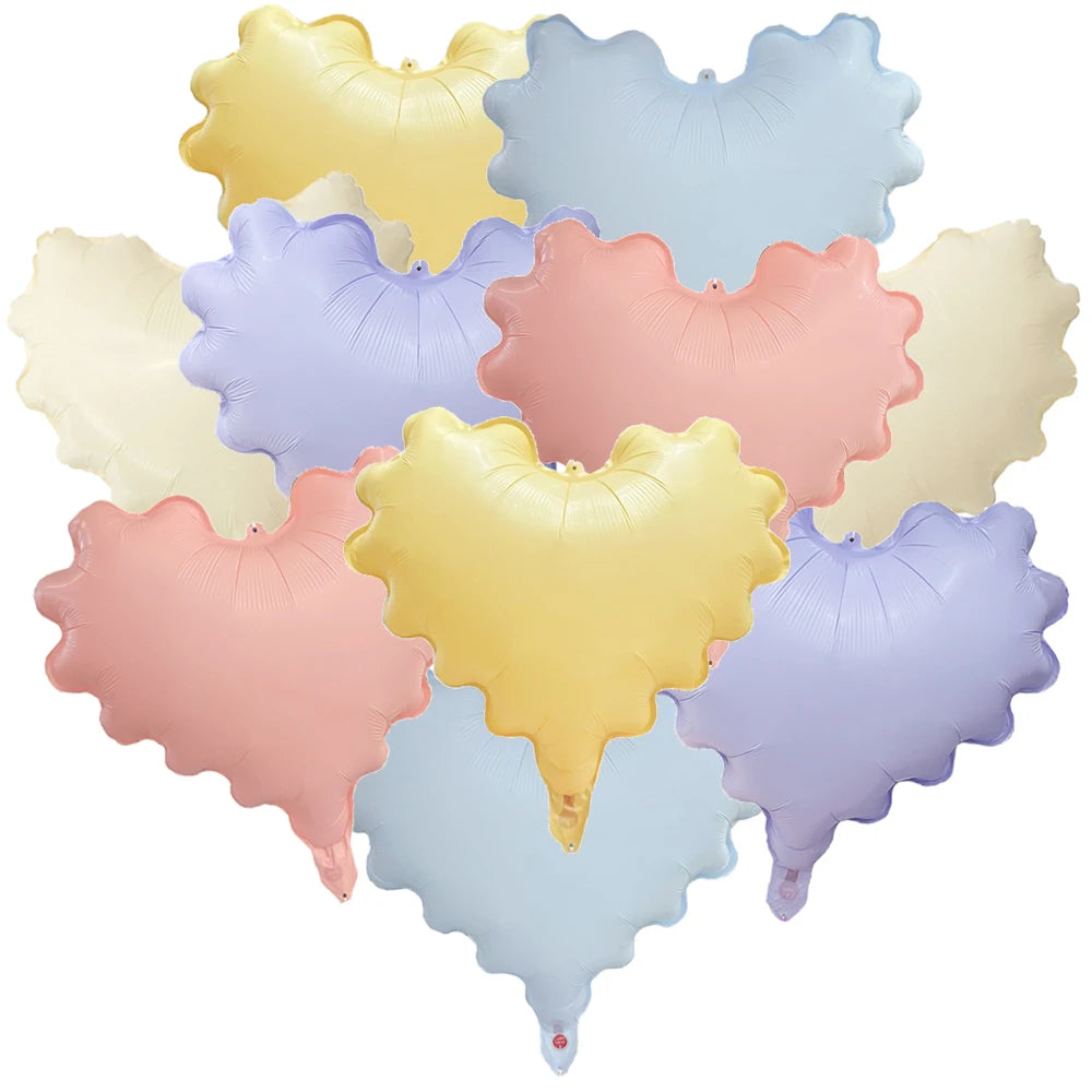5-50pcs Pink Wave Heart Foil Balloons 20 inch Love Heart Helium Macaron Balloons for Birthday Baby Shower Wedding Decoration