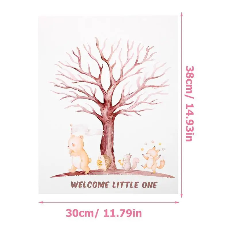 Gender Reveal Tree Gender Reveal Guest Book Party Fingerprint Tree Sign Baby Shower Guest Book Gender Reveal Coated Paper Decor