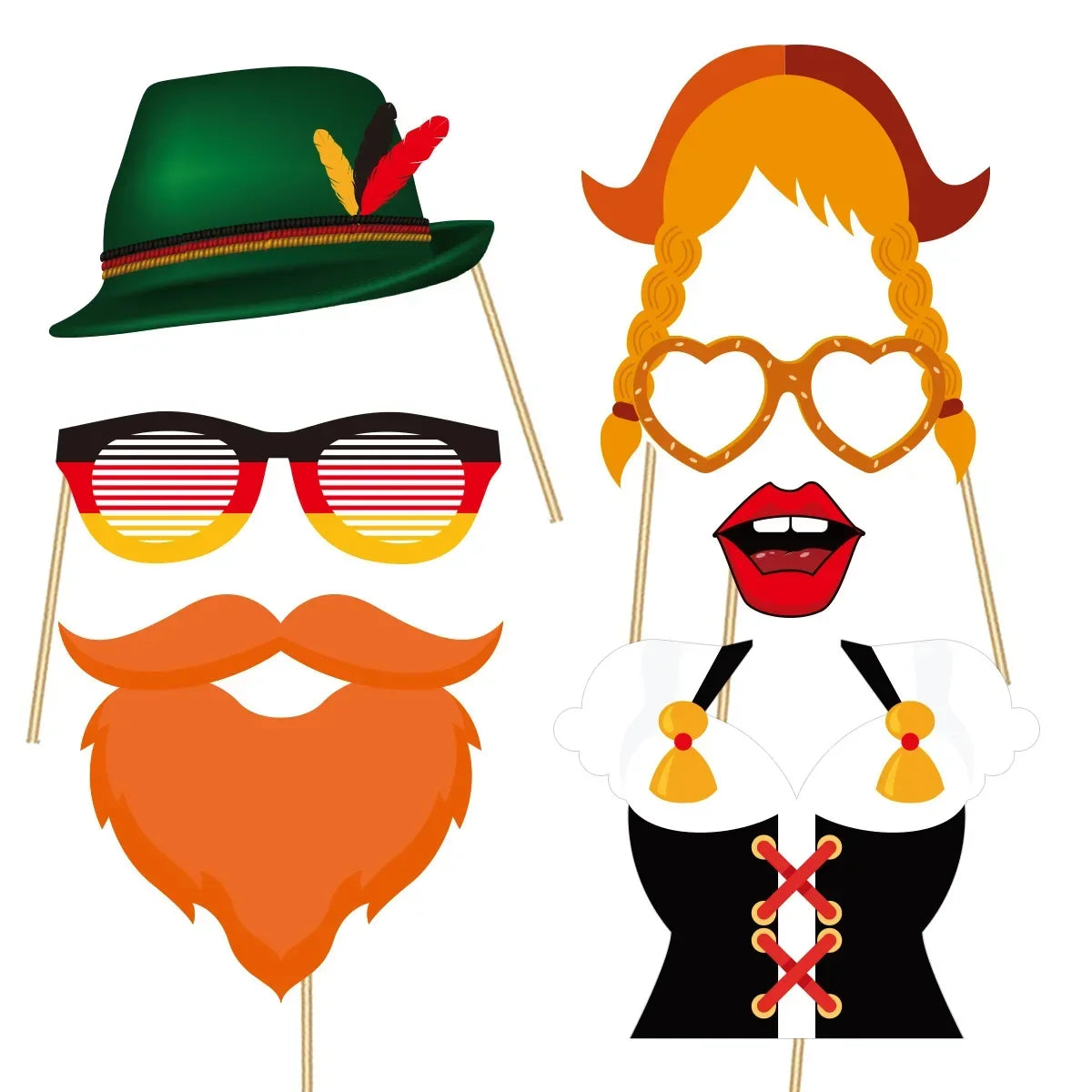 21Pcs Oktoberfest Theme Party Photo Booth Props for Boy Girl Bar Beer Festival Party Backdrop Birthday Party Favors Decorations