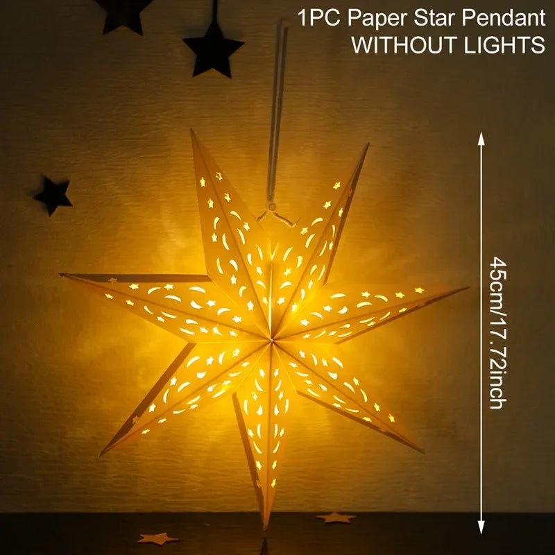 Hollow Star Hanging Pendants Ramadan Decorations 2025 for Home Ramadan Islamic Muslim Party Gifts Eid Mubarak Home Decorations