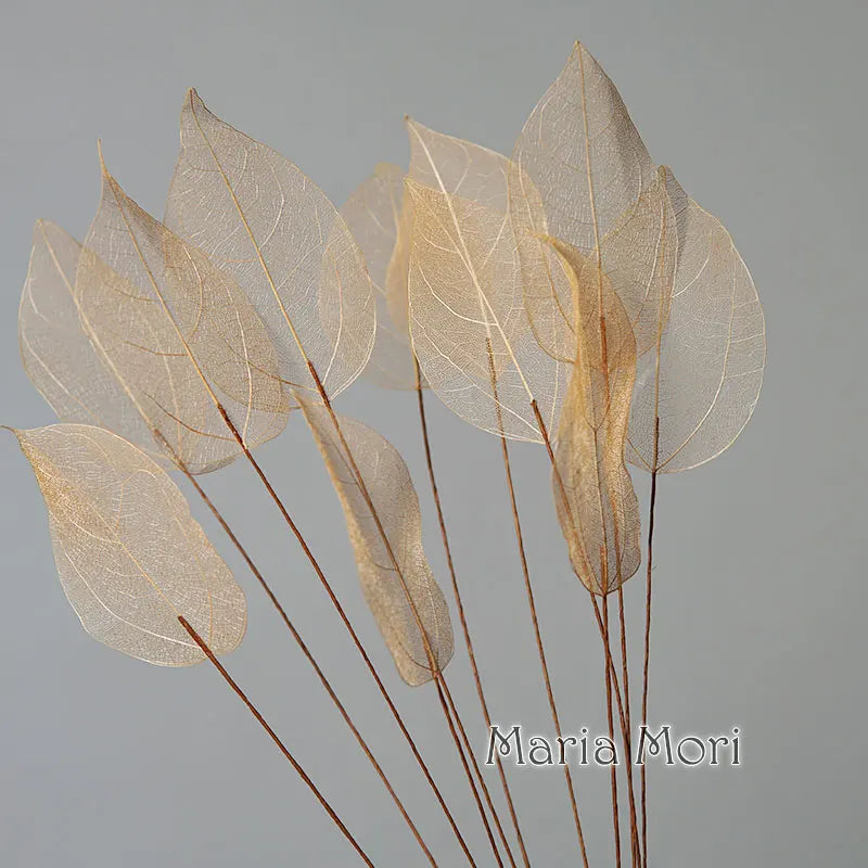 Home Decoration Lucency Leaves Natural Leaf Vein Immortal Artificial Flowers Wedding Table Decoration Wire Stem