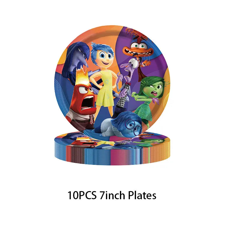 New Disney Inside Out 2 Birthday Decoration Party Disposable Tablewase Cups Plates Balloons Baby Shower Party Supplies For Kids