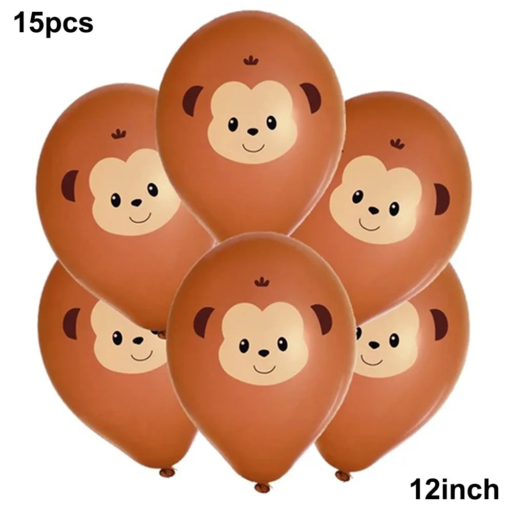 Monkey Party Supplies George Birthday Decorations Monkey Paper Plates Straw for Dinner Monkey Balloon Cake Decor