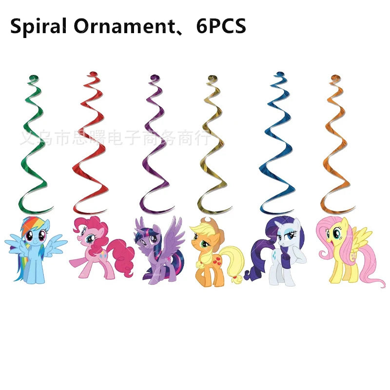 My Little Pony Foil Latex Balloon Happy Birthday Party Decoration Banner Cake Topper Kid Event Supplies Backdrop Disposable Toys