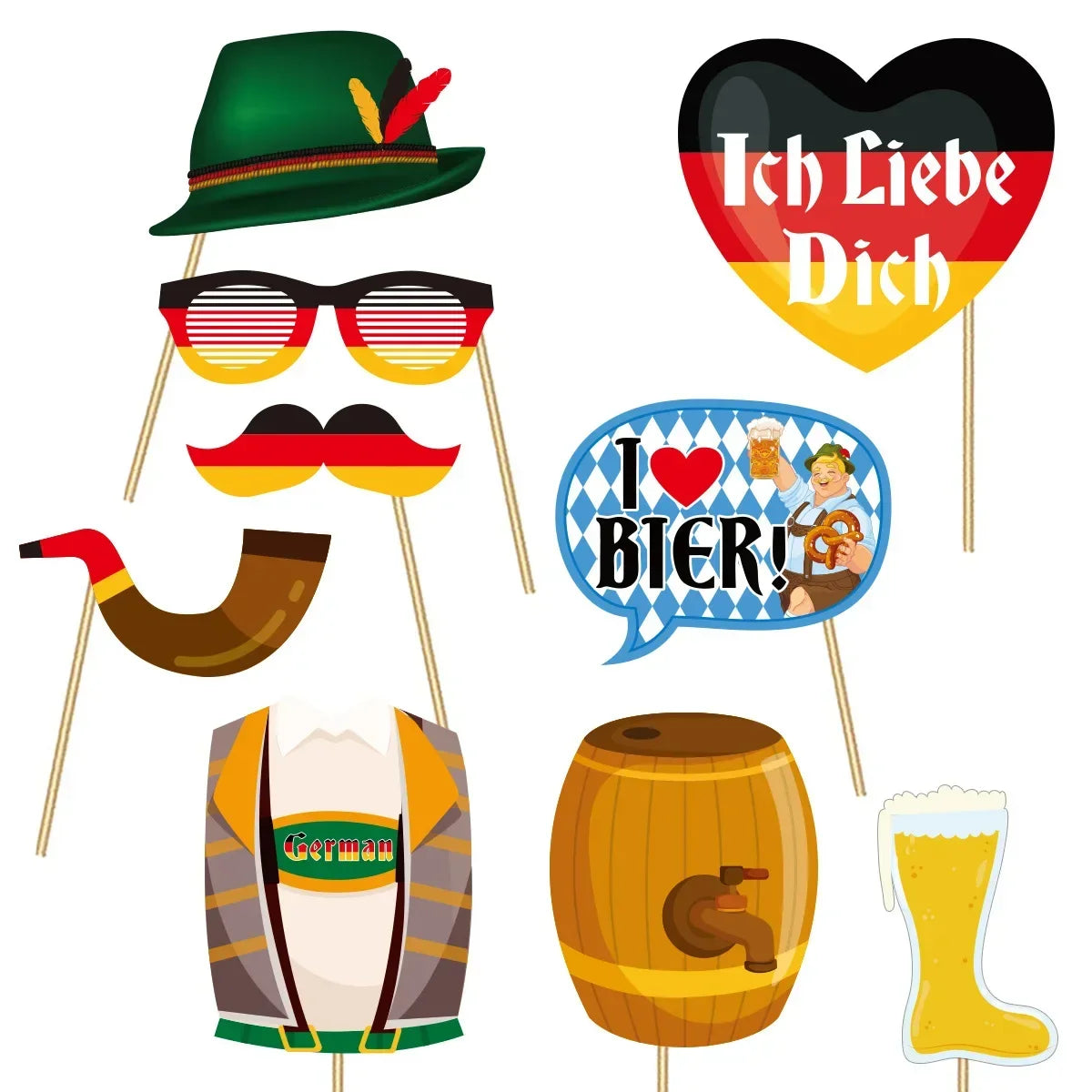 21Pcs Oktoberfest Theme Party Photo Booth Props for Boy Girl Bar Beer Festival Party Backdrop Birthday Party Favors Decorations