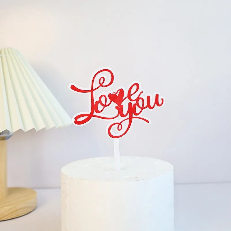Big Red Love Wedding & Engagement Party Cake Toppers Acrylic Love Valentine's Day Cake Topper for Wedding Party Cake Decorations