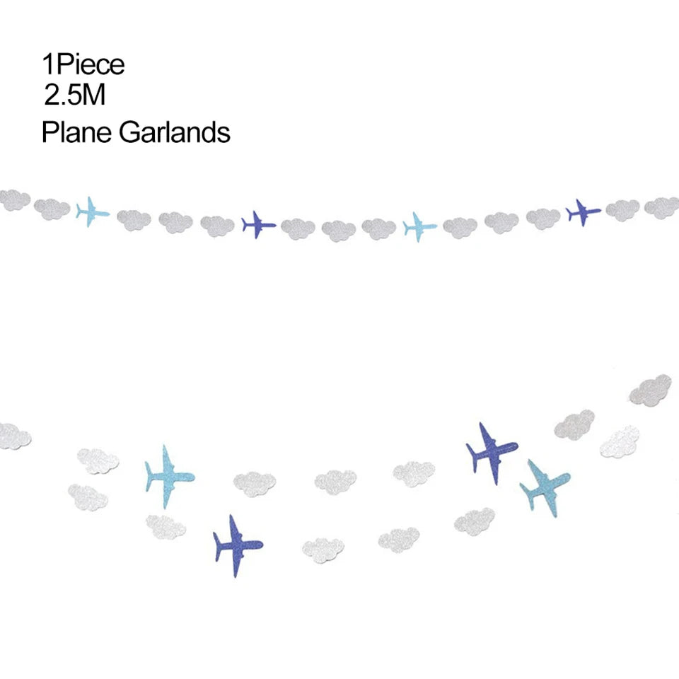 1set World Travel Map Balloons Could Plane Hanging Paper Banners For Boy's Travel Map Themed Airplane Birthday Party Decorations