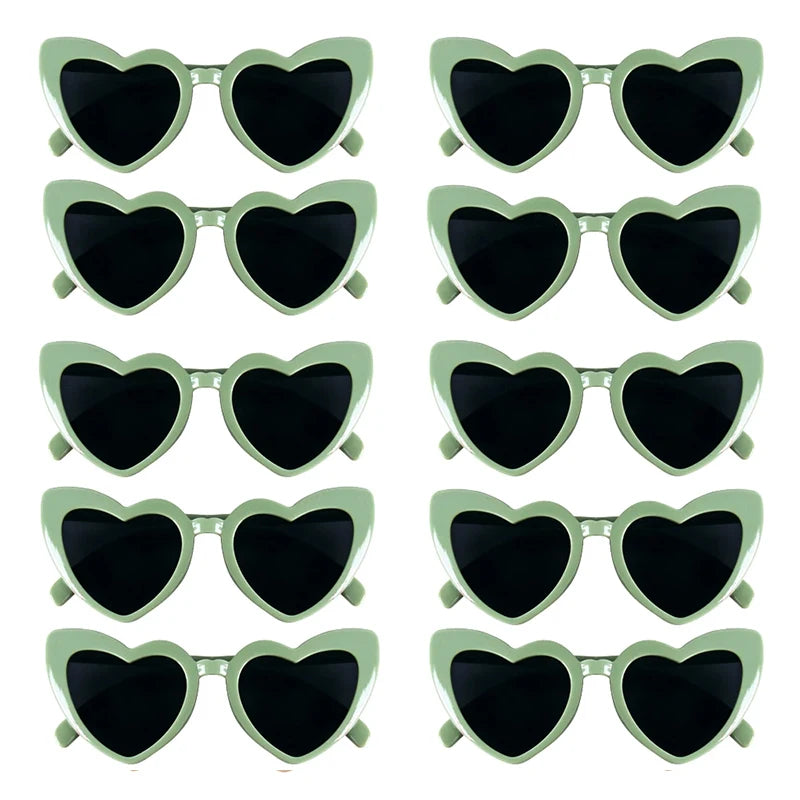 10pcs Bachelorette Party Sunglasses Black White Pink Square Heart Shape Glasses Bride and Groom Photo Glasses Bridal Shower Deco