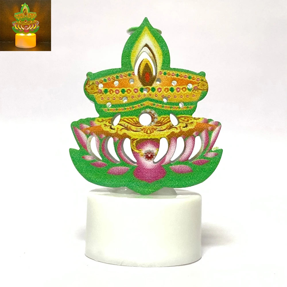 Diwali Diya Decor LED Candle Light, Hindu, Deepavali Festival, Night Light, Battery Powered, Art, 10 Pcs