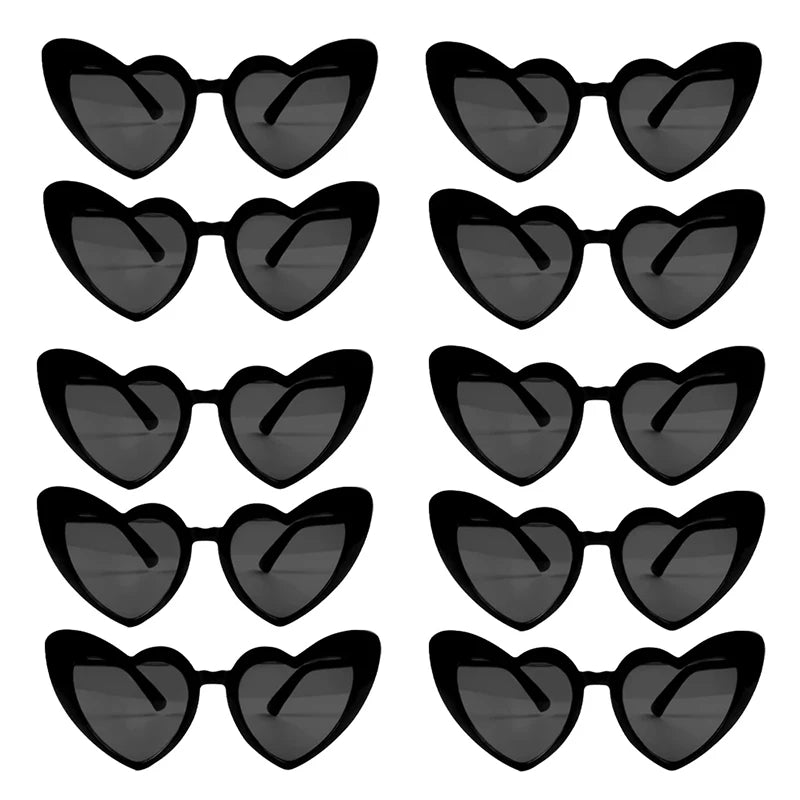 10pcs Bachelorette Party Sunglasses Black White Pink Square Heart Shape Glasses Bride and Groom Photo Glasses Bridal Shower Deco