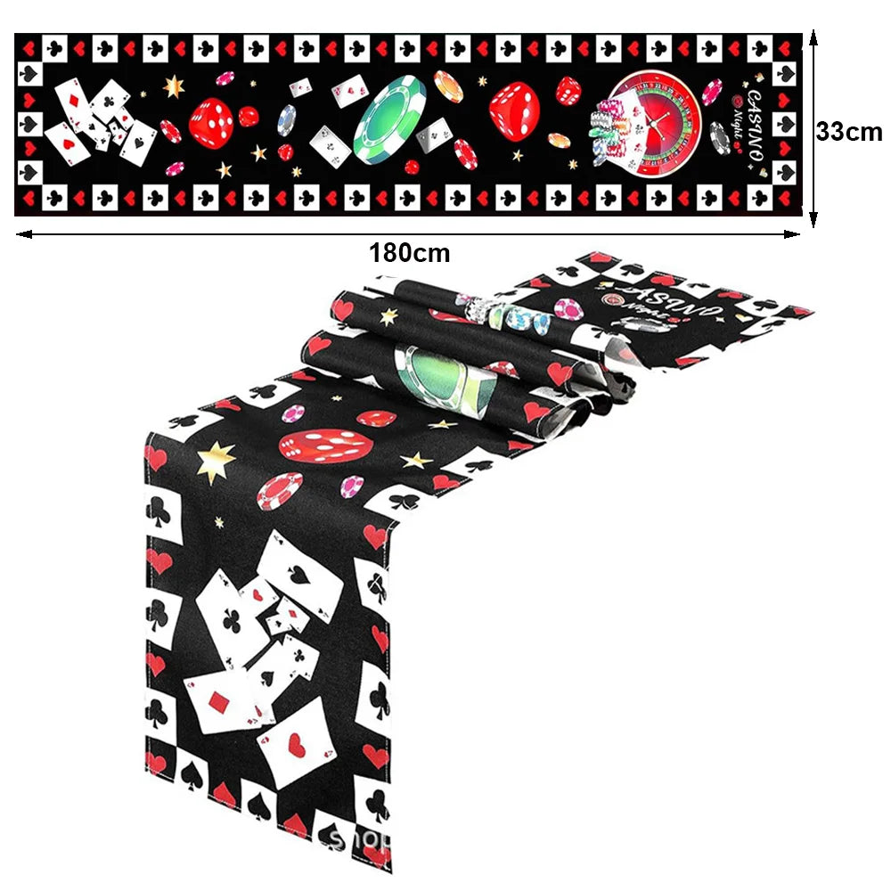 Las Vegas Theme Casino Backdrop Hanging decor Garland Banner Poker tablecloth table cover Casino Night Poker Party Decorations