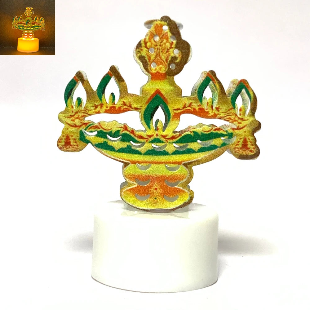 Diwali Diya Decor LED Candle Light, Hindu, Deepavali Festival, Night Light, Battery Powered, Art, 10 Pcs