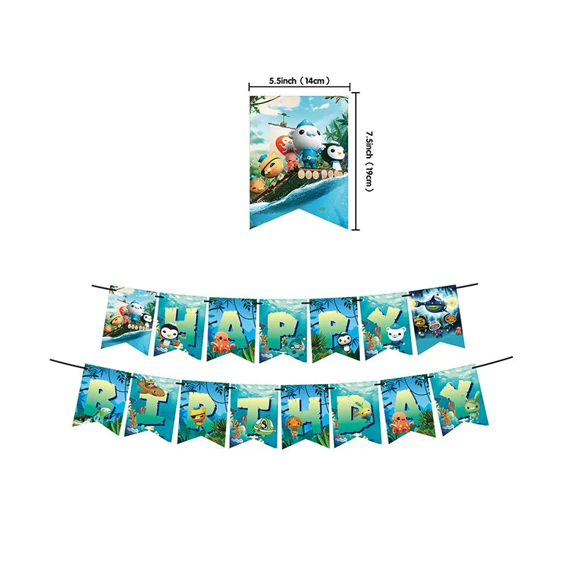 The Octonauts Birthday Party Decoration Disposable Paper Plate Ocean Captain Pirate Penguin Kids Barnacles Peso Suppies Balloons