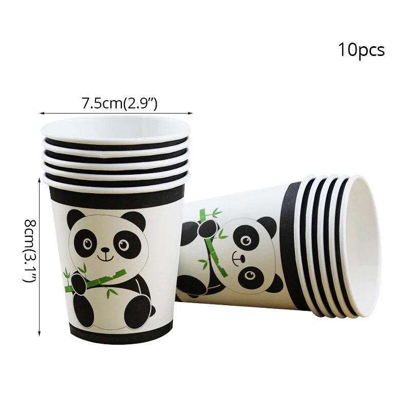 Panda Theme Party Decoration Kids Birthday Party Supplies Cute Panda Disposable Tableware Banner Cookie Bag Baby Shower Decor