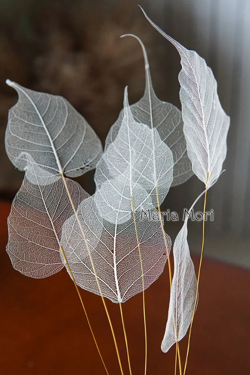 Home Decoration Lucency Leaves Natural Leaf Vein Immortal Artificial Flowers Wedding Table Decoration Wire Stem