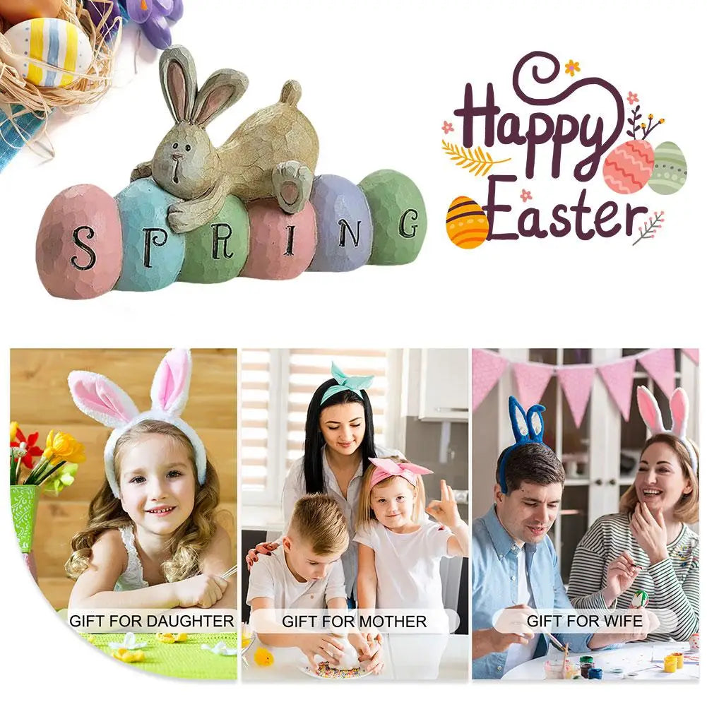Spring Easter Bunny Rabbit Wooden Ornaments DIY Crafts Kids Toy Gift Happy Easter Decoration 2025 Party Home Desktop Decorations