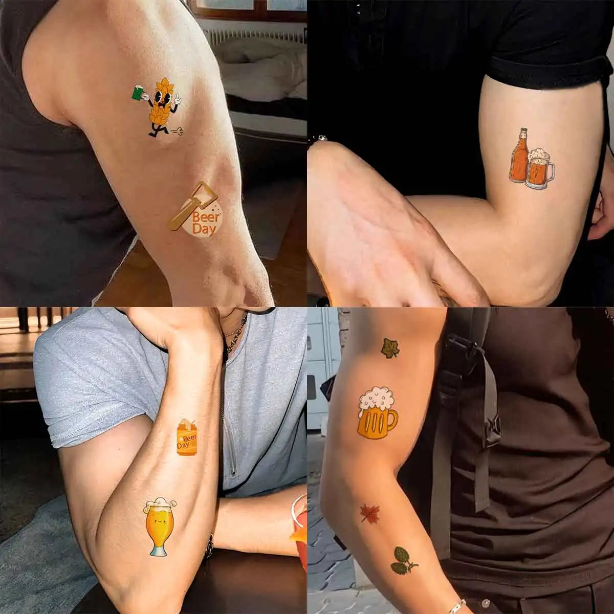 4pcs Oktoberfest Party Tattoo Stickers Finger Wrist Ankle Tattoo Body Art German Bavarian Beer Party Decoration for Women Men