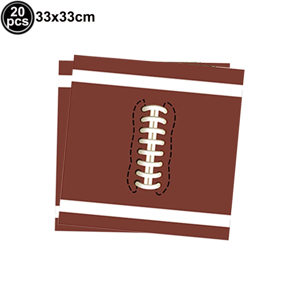 American Football and Rugby Party Disposable Tableware Napkins Paper Plates Cups Children Boys Birthday Party Decor Supplies