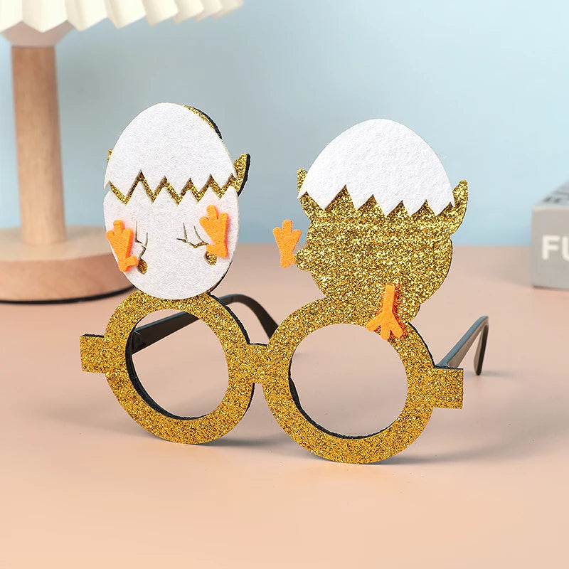 Kids Easter Party Bunny Egg Glasses Frame Photo Booth Props 2025 Happy Easter Party Decoration Kids Birthday Favors Supplies