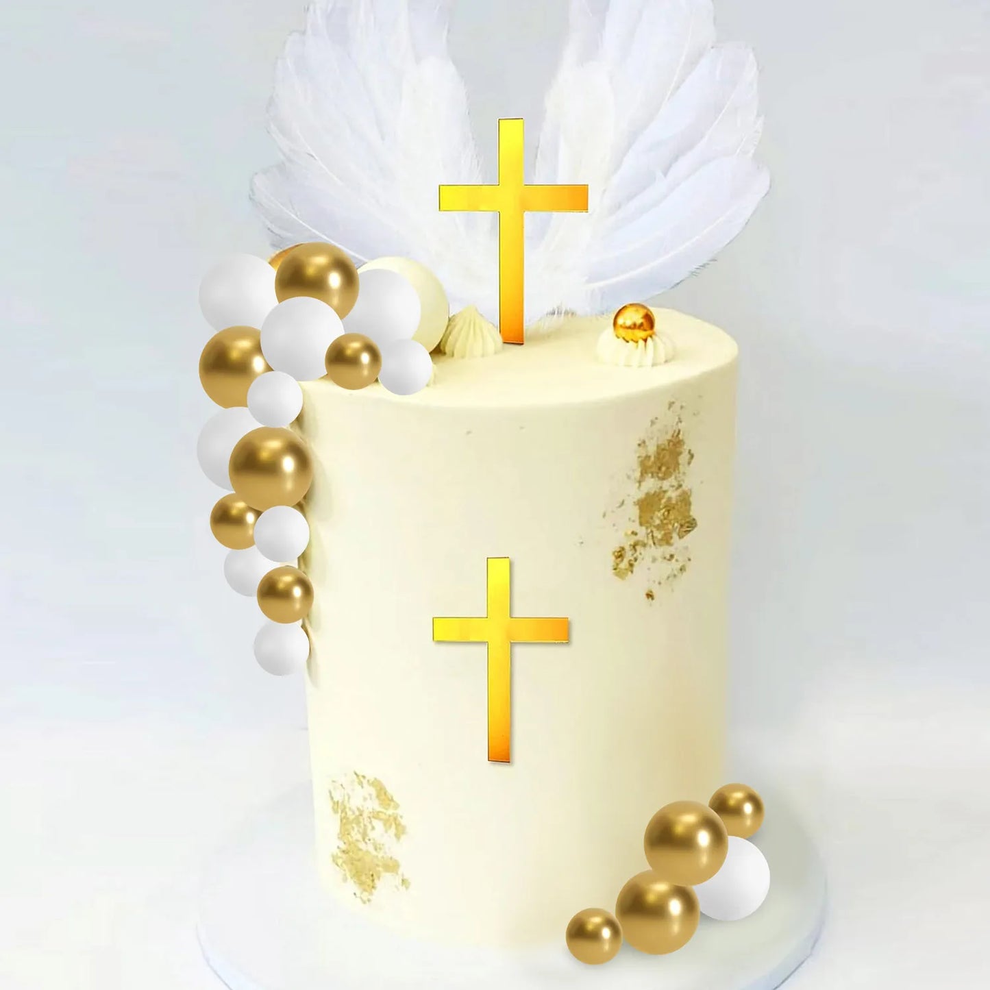 White Feathers Cake Decoration Baptism Cake and Angel Cake Decoration Cross Decoration Baptism Party Favors Baptism Party