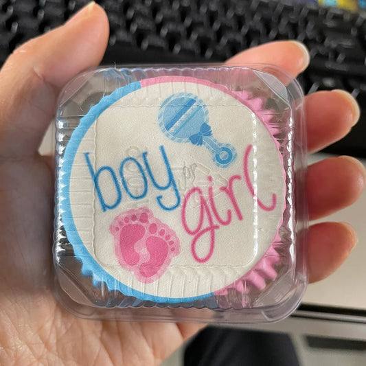 24pcs Gender Reveal Party Supplies Boy or Girl Cupcake Decoration Blue Pink Paper Box for Cake Decorating Baby Shower Decor