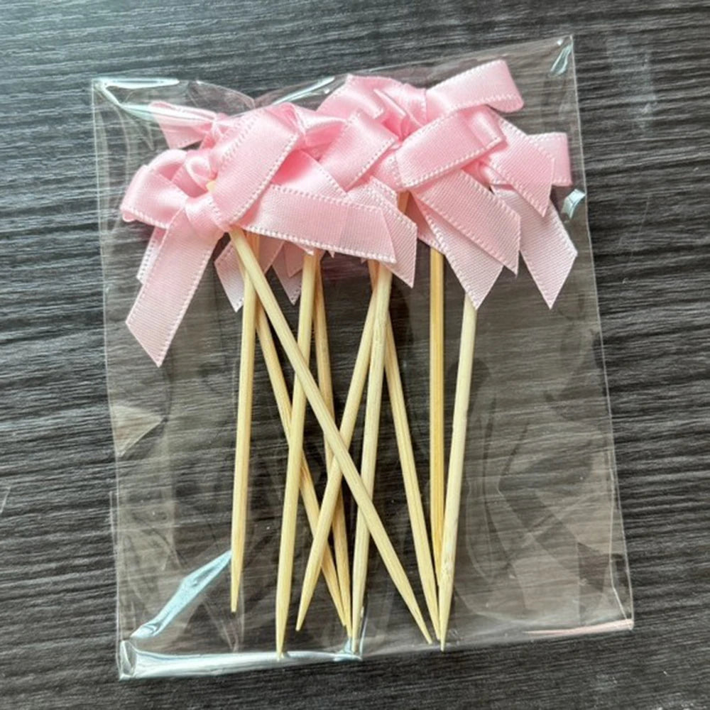 Bow Theme Party Supplies for Girl Pink Bow Cupcake Toppers Paper Drinking Straws Bridal Shower Bow Coquette Birthday Party Decor