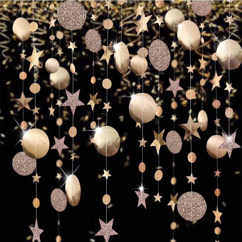 4M Glitter Champagne Gold Paper Banner Garland Happy Birthday Decoration for Adult Kids Boy Girl Baby Shower Wedding Party Decor