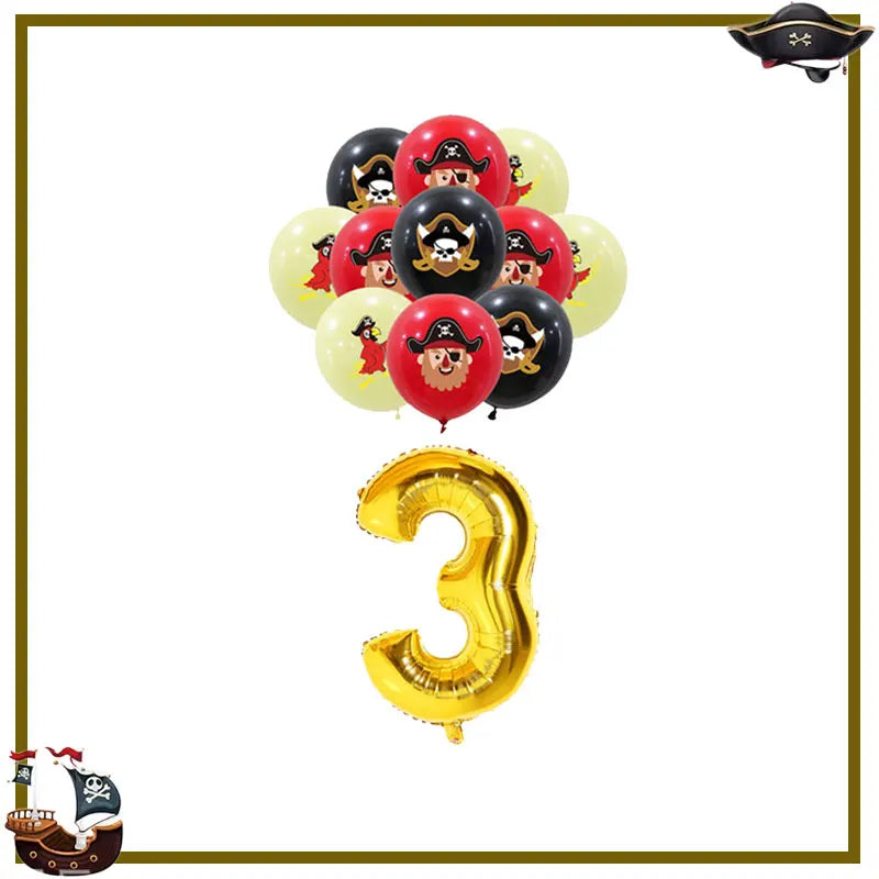 Pirate Birthday Party Decoration Balloon Tableware Tablecloth Backdrop Hanging Banner Cake Toppers For Kids Party Event Supplies
