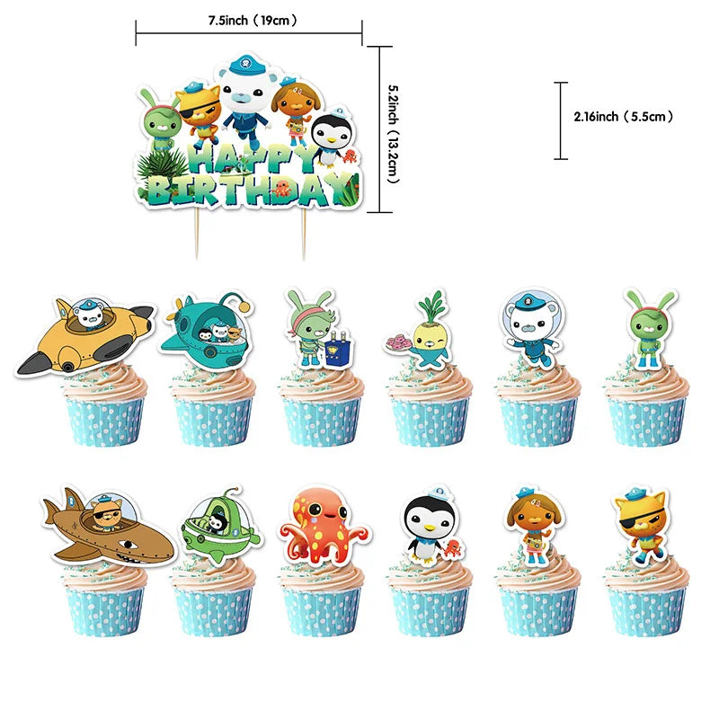 The Octonauts Birthday Party Decoration Disposable Paper Plate Ocean Captain Pirate Penguin Kids Barnacles Peso Suppies Balloons