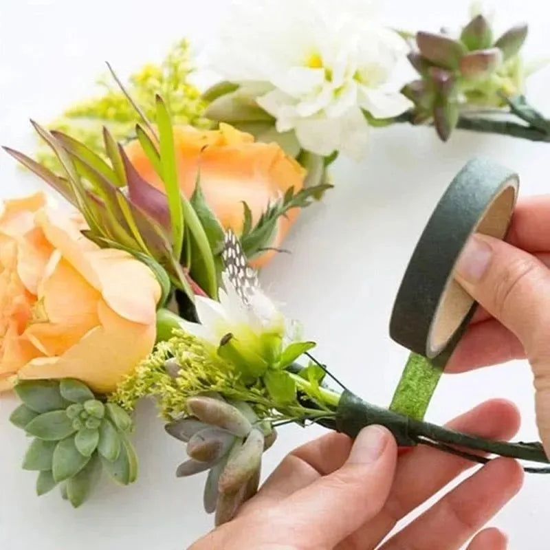 10/1Rolls Green Bouquet Floral Tapes Self-adhesive Stamen Wrapping Paper Tape DIY Flowers Decor for Florist Wedding Party Props
