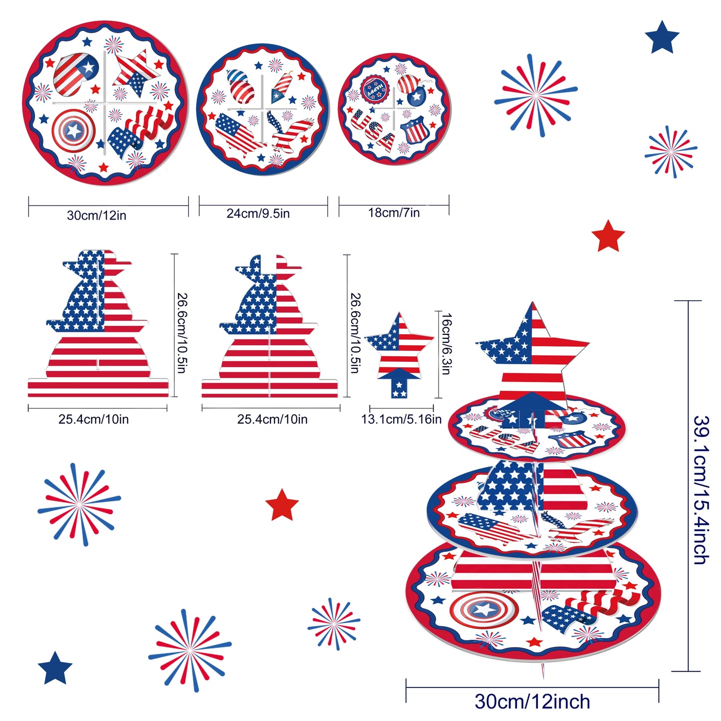July 4th Day Independence Day Party Photobooth Props, Temporary Tattoo, Tablecover, Cake Stand, Washi Tape, Scrapbook Paper