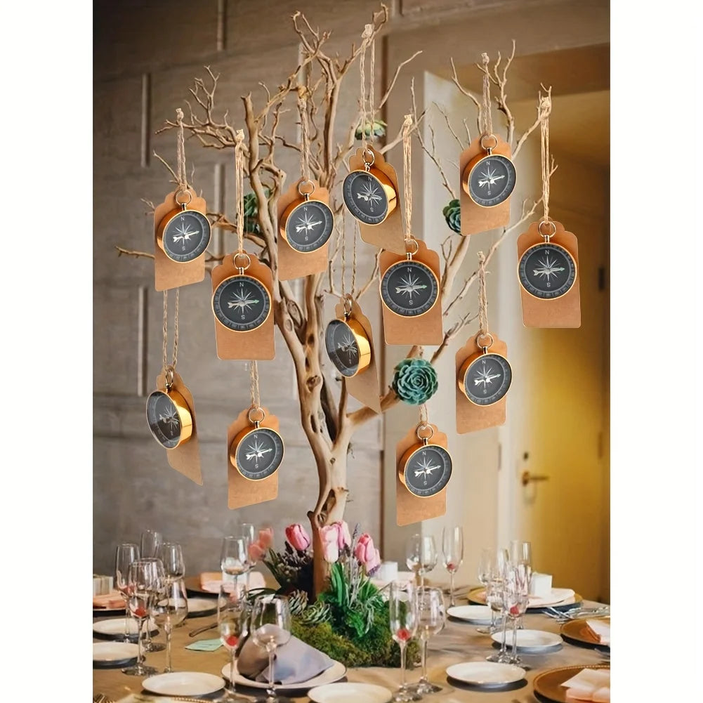 10pcs/set, Wedding Gift Compass + Kraft Paper Travel Themed Party Favors For Guests Wedding Souvenirs For Guests Party Decor