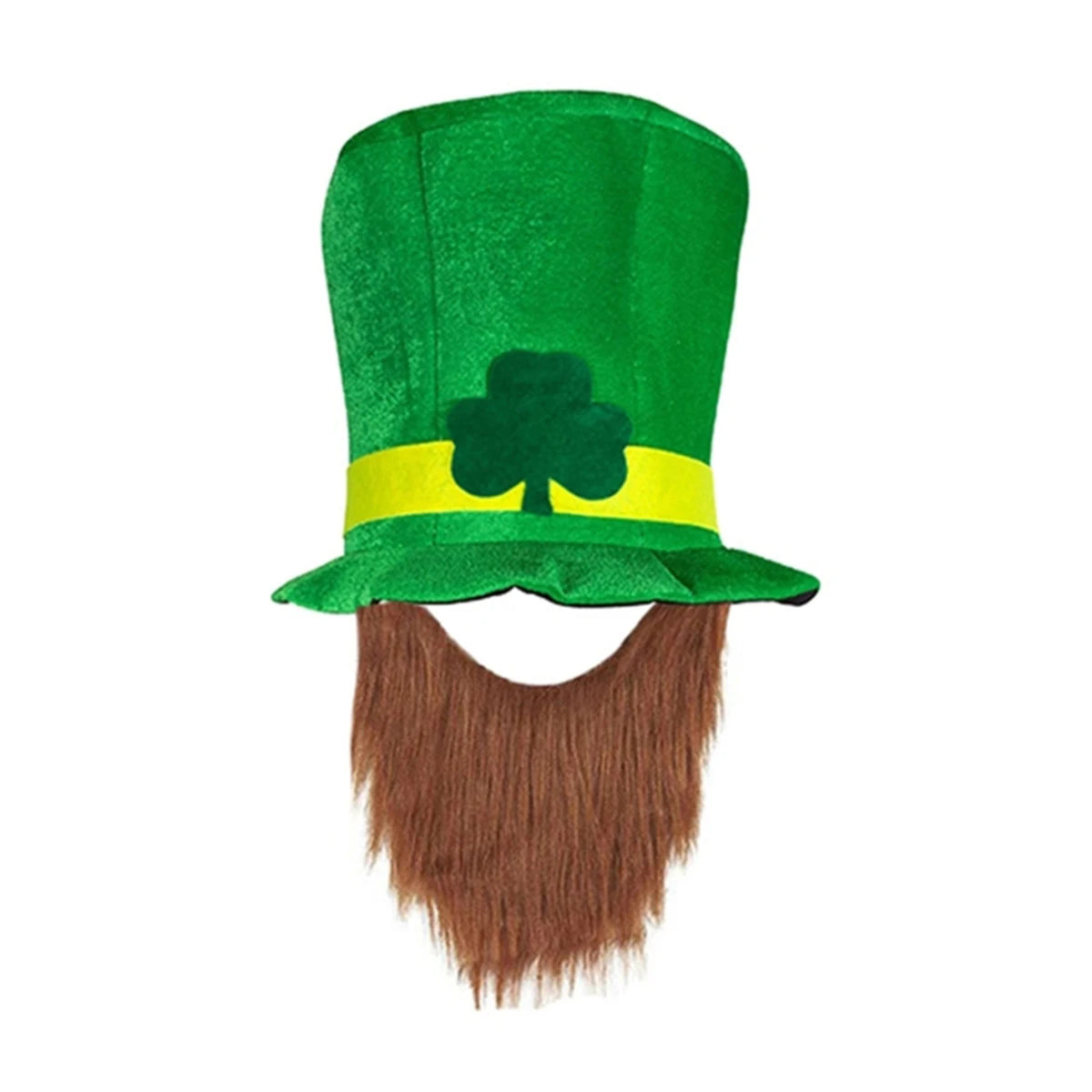 Saint Patricks Day Top Hat Holiday Fake Beard Green Celebration Costume for Irish Festival Birthday Party Decor Supplies