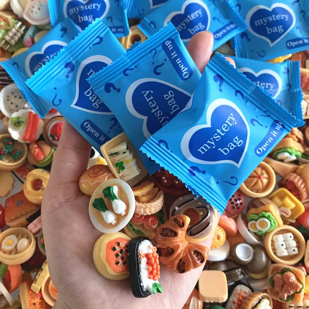 10/30/60pcs Blind Bags Mixed Styles Tiny Food Miniature Simulated Mini Food Miniature Mystery Bags for Dollhouse Decor, Gifts