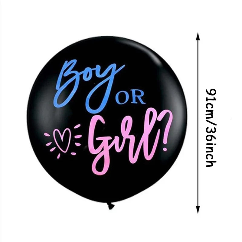 36inch Latex Balloon Black Boy Or Girl Gender Reveal Balloons With Confetti for Baby Shower Birthday Party Decor Globos Supplies