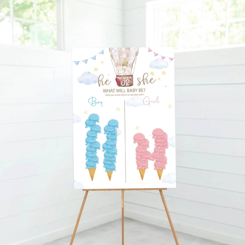 M5TF Gender Reveal Party Baby Gender Reveal Poster with 36pcs Boy and Girl Stickers