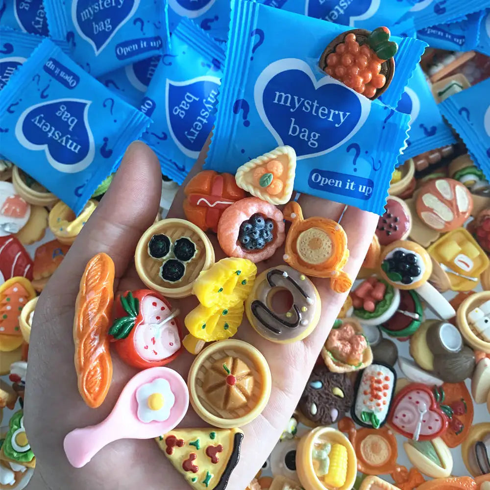 10/30/60pcs Blind Bags Mixed Styles Tiny Food Miniature Simulated Mini Food Miniature Mystery Bags for Dollhouse Decor, Gifts