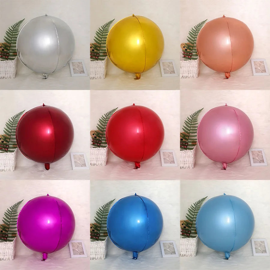 4D Foil Balloons Holographic Round Balloon for Birthday Bachelor Party and Christmas Gift Decoration Valentine's Day Baby Shower