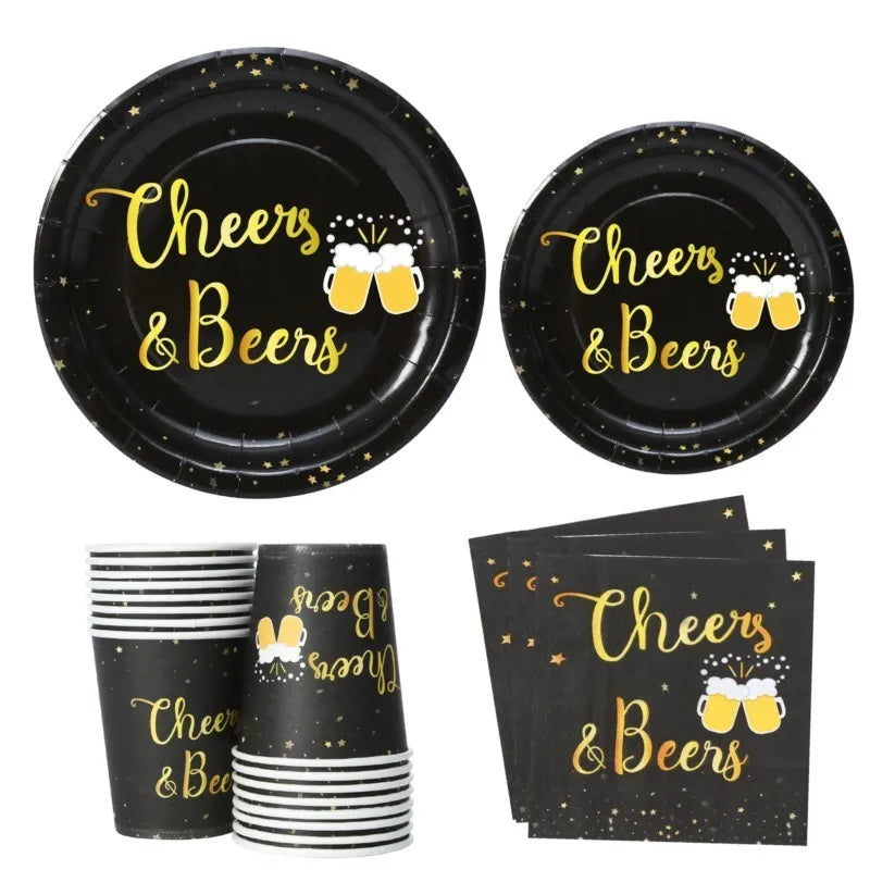 Cheers Beer Glasses Decorations Disposable Tableware Plates Cup Napkins Oktoberfest Wedding Spiderman Baby Shower Stitch Sonic