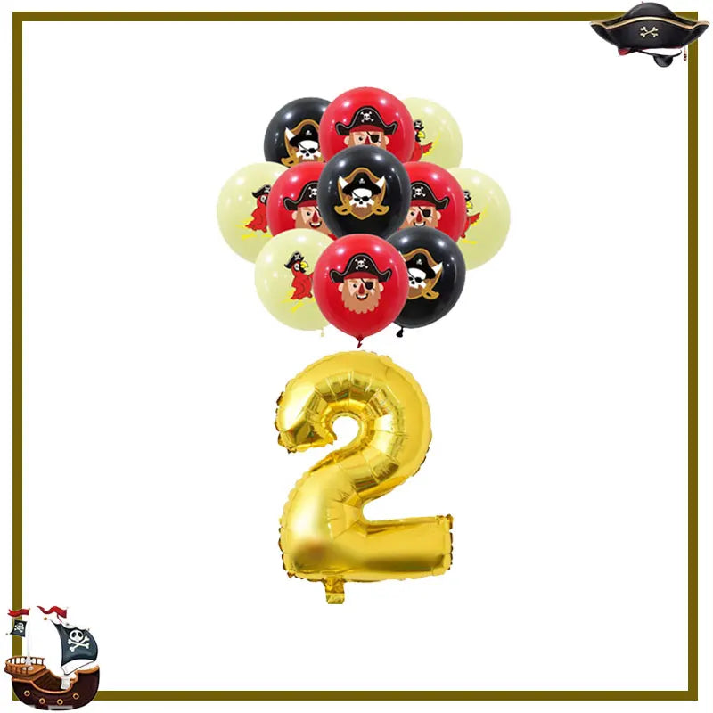 Pirate Birthday Party Decoration Balloon Tableware Tablecloth Backdrop Hanging Banner Cake Toppers For Kids Party Event Supplies