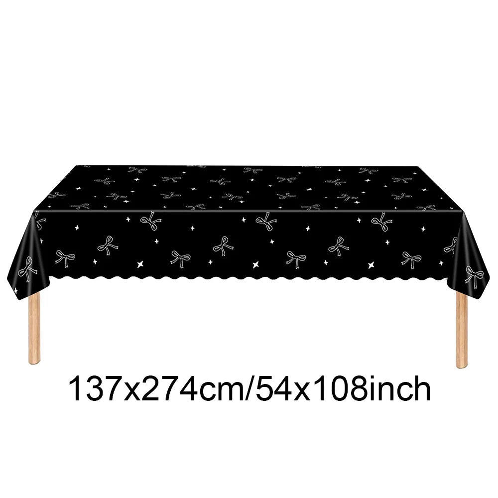Black Bow Party Supplies Bow Birthday Party Dinner Plate Cup Napkin Toppers Bow Party Decors for Bachelorette Bridal Baby Shower