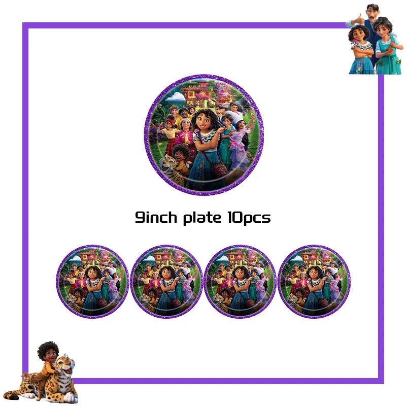 Encanto Birthday Party Decoration Balloon For Kids Event Supplies Tableware Set Plates Cups Napkins Cake Toppers Candy Box