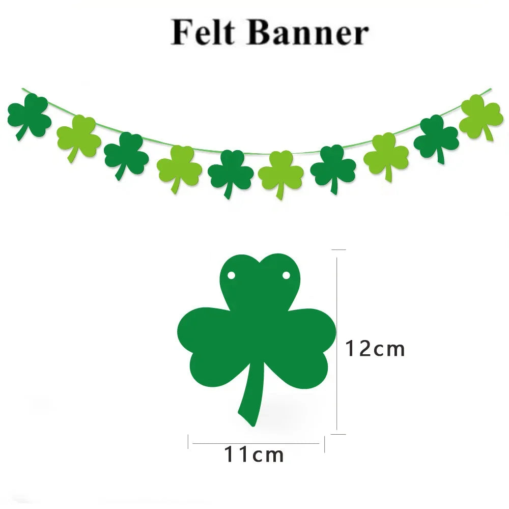 St Patrick's Day Sham-rock LUCKY Banners Garlands Clover Hanging Swirls Photo Props for Home Irish Saint Patrick Party Decor