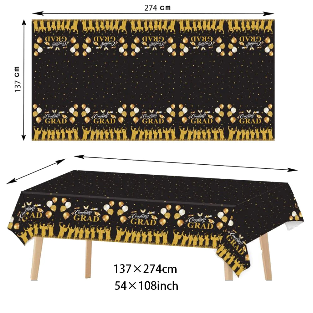 Congrats Graduation Party Tablecloth Table cover supplies Congrats Grad Tablecloth 2025 Congrats Grad Party decoration Banner