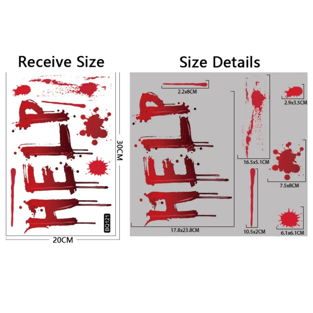 Removable Halloween Wall Stickers Horror Blood Fingerprints Window Stickers For Halloween Party Home Bar Floor Wall Decal