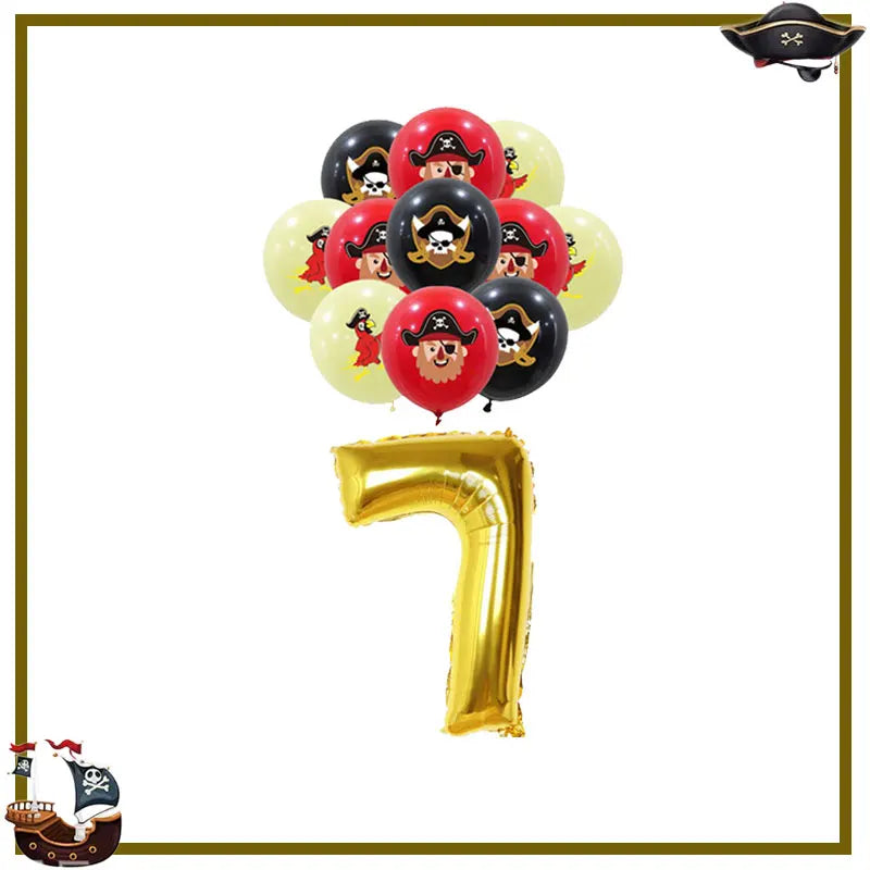 Pirate Birthday Party Decoration Balloon Tableware Tablecloth Backdrop Hanging Banner Cake Toppers For Kids Party Event Supplies