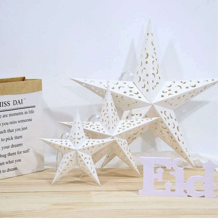Hollow Star Hanging Pendants Ramadan Decorations 2025 for Home Ramadan Islamic Muslim Party Gifts Eid Mubarak Home Decorations