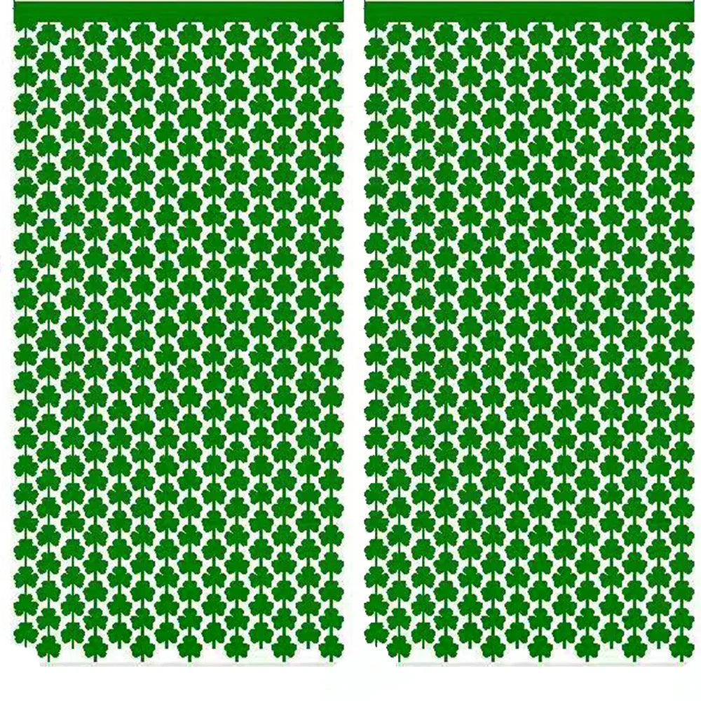 St Patrick Day Backdrop Curtain Green Clover Foil Fringe Curtain Metallic Fringe Curtain Party Decorations Supplies Favor Gifts