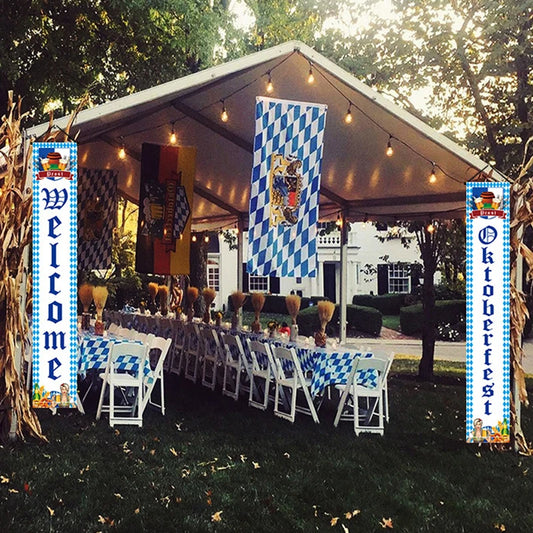Beer Flag The Munich Oktoberfest Event Party Decorations Door Hanging Banner 1 Pair Tapestry Polyester Printed for Home Outdoor
