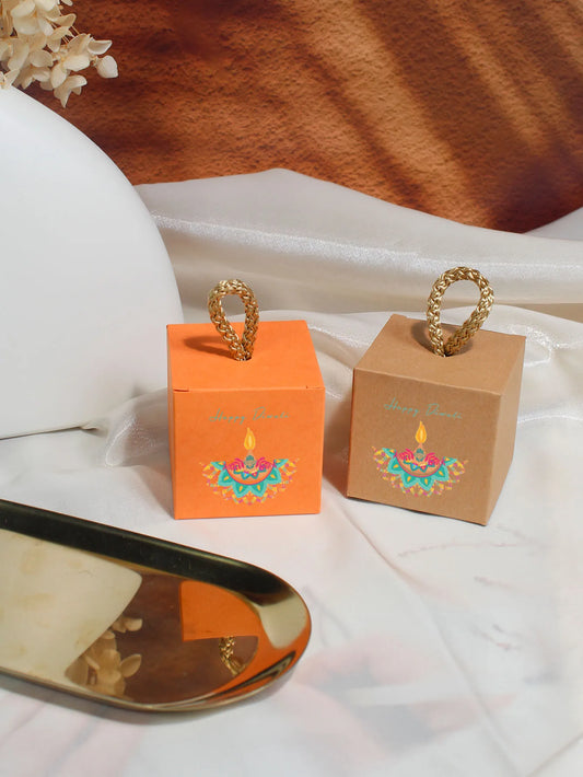 Happy Diwali, colorful lotus lantern candy box, golden rope, exquisite packaging suitable for decoration during the Wandeng Fest